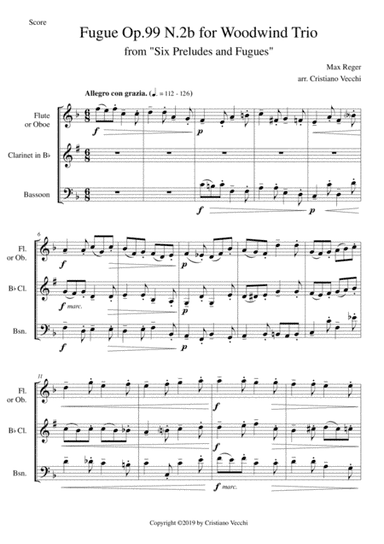 Fugue Op.99 N.2b for Woodwind Trio (arr. Cristiano Vecchi)