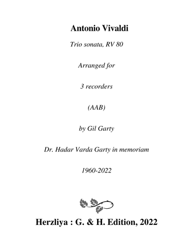 Trio sonata RV 80 (Arrangement for 3 recorders (AAB)) (arr. Gil Garty)