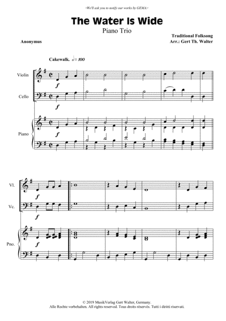 The Water Is Wide (arr. Gert Th. Walter)