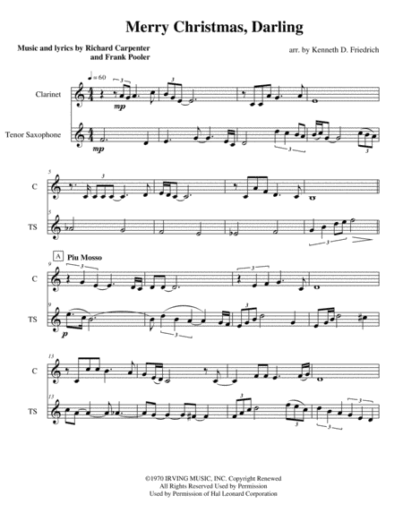 Merry Christmas, Darling (arr. Kenneth D. Friedrich)