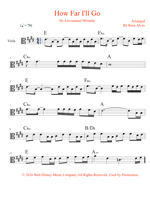 How Far I'll Go (arr. By Rene Alves)