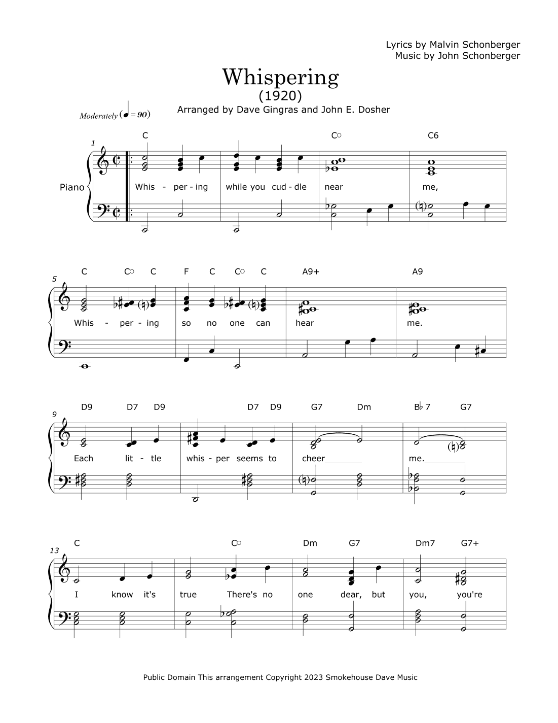 Whispering (arr. Dave Gingras and John E. Dosher)