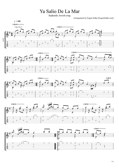 Ya Salio De La Mar - Sephardic Jewish folk song guitar arrangement (arr. Eugen Sedko)