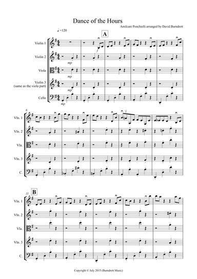 Dance of the Hours for String Quartet (arr. David Burndrett)
