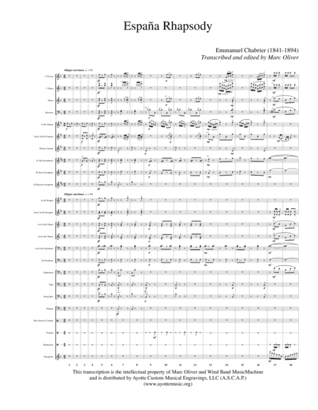 Espana Rhapsody, transcribed for Wind Band (arr. Marc Oliver)