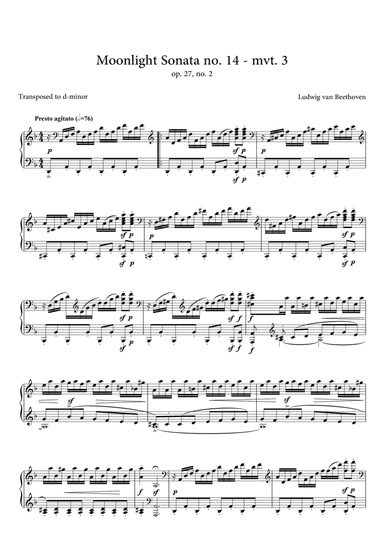 Moonlight Sonata Transposed to D minor - 3 mvt. (arr. Ivan Marinovic)