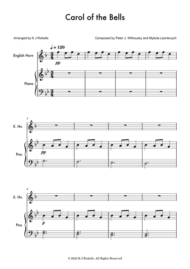 Carol Of The Bells - English Horn (arr. K J Rickells)