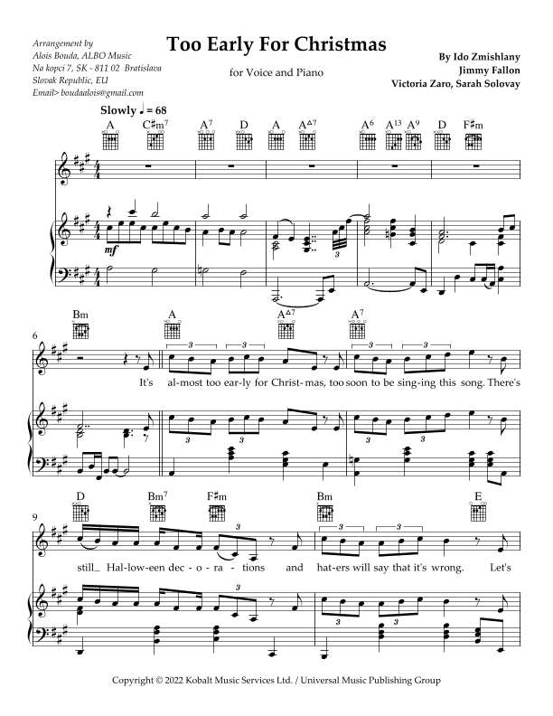 Too Early For Christmas (arr. Alois Bouda)