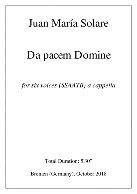 Da pacem Domine [6-part choir SSAATB]