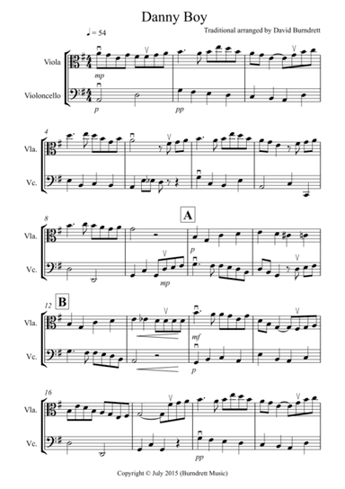 Danny Boy for Viola and Cello Duet (arr. David Burndrett)