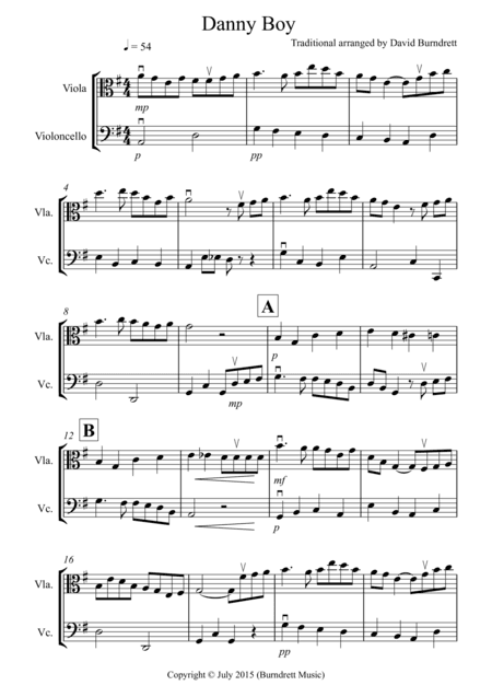 Danny Boy for Viola and Cello Duet (arr. David Burndrett)