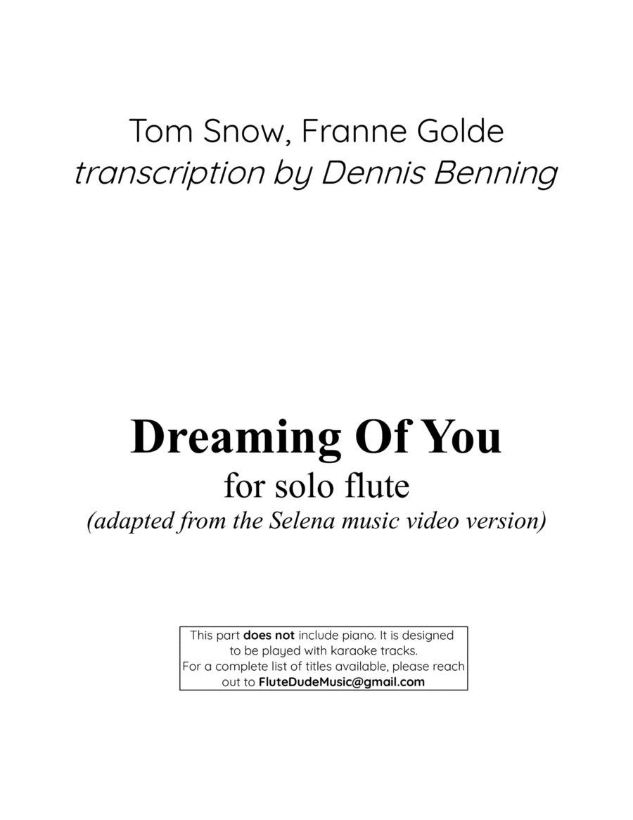 Dreaming Of You (arr. Dennis Benning)