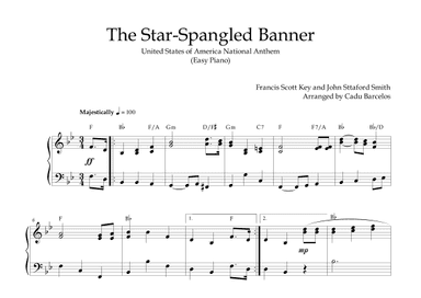 The Star-Spangled Banner - EUA Hymn (Easy Piano) Chords (arr. Cadu Barcelos)