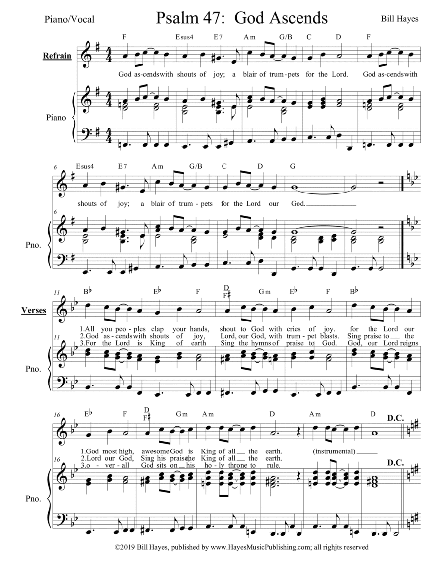Psalm 47:  God Ascends - Piano/Vocal
