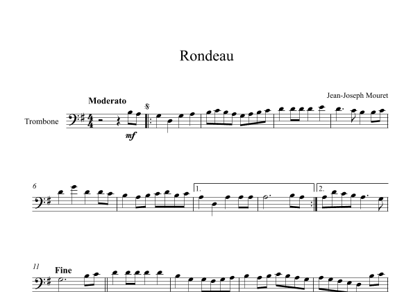 Rondeau - Jean-Joseph Mouret (Trombone) (arr. Digital Book Music)