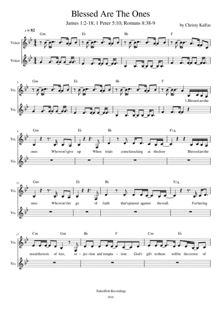 Blessed are the Ones - alto/baritone vocal duet (lead sheet)