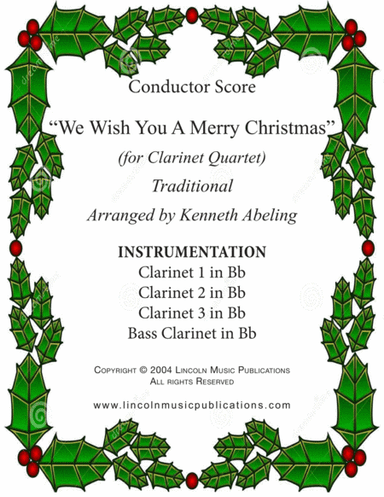 We Wish You a Merry Christmas (for Clarinet Quartet) (arr. Kenneth Abeling)