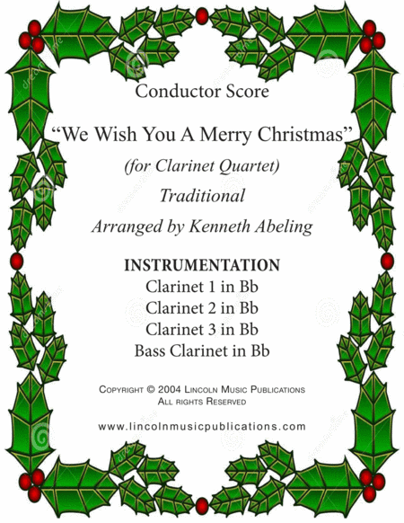 We Wish You a Merry Christmas (for Clarinet Quartet) (arr. Kenneth Abeling)