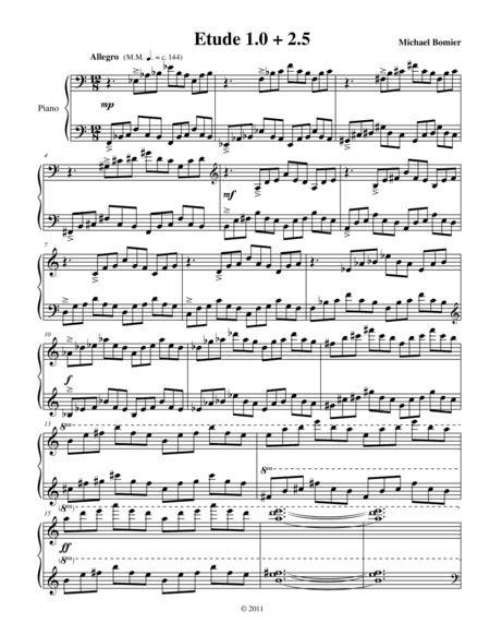 Etude 1.0 + 2.5 for Piano Solo from 25 Etudes using Symmetry, Mirroring and Intervals