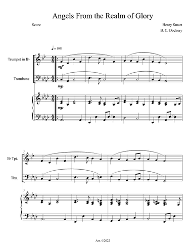 Angels From the Realm of Glory (Trumpet and Trombone Duet with Piano) (arr. B. C. Dockery)
