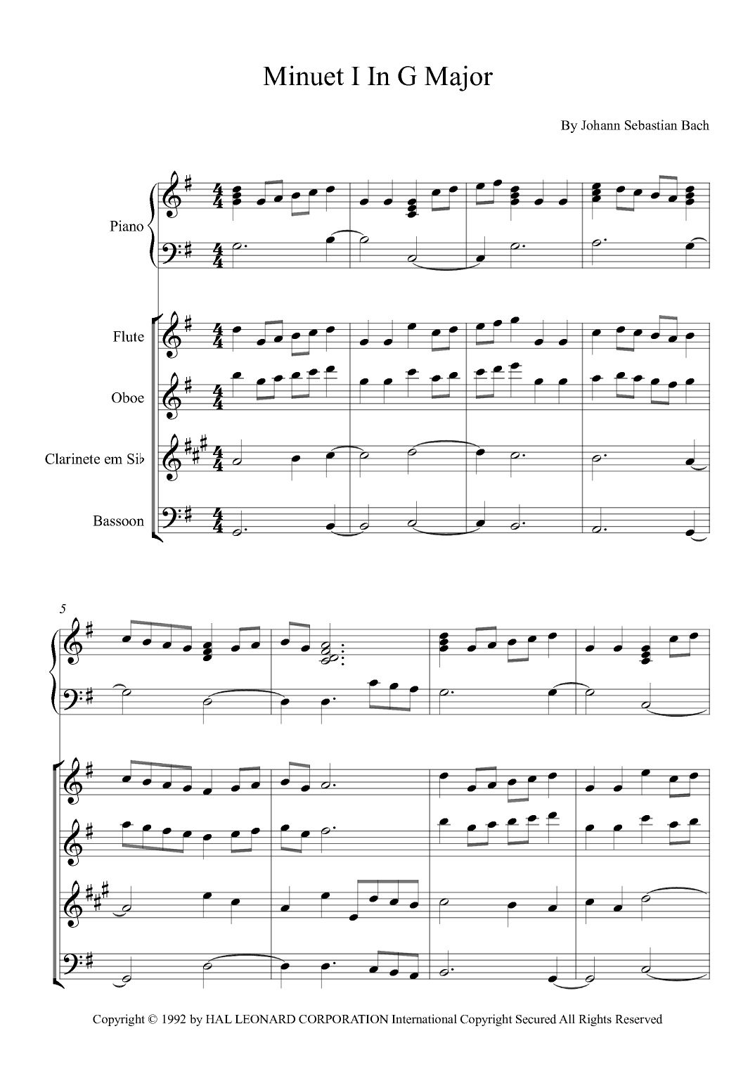 Minuet I In G Major (arr. Fernanda Moura)