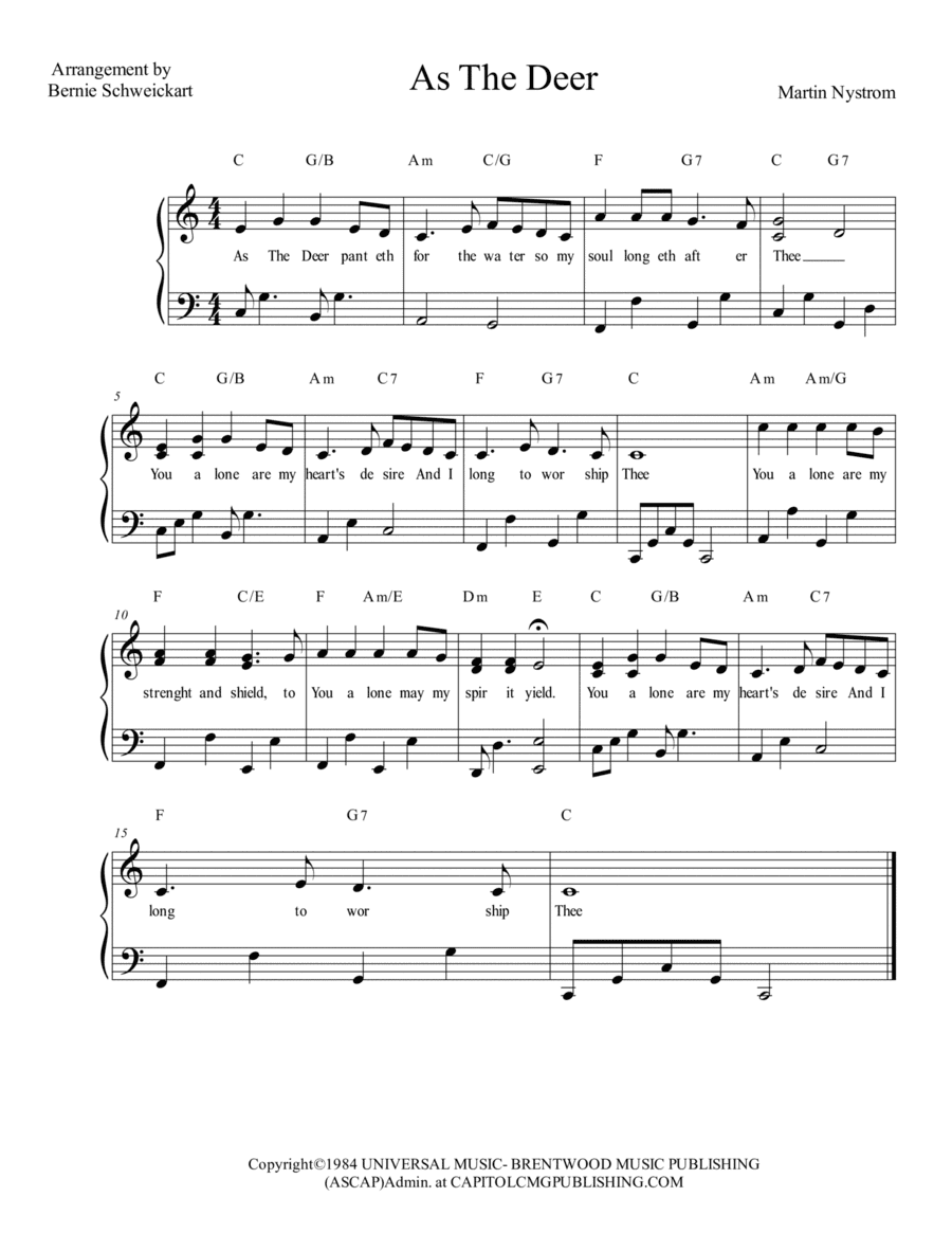 As The Deer (arr. Bernie Schweickart)