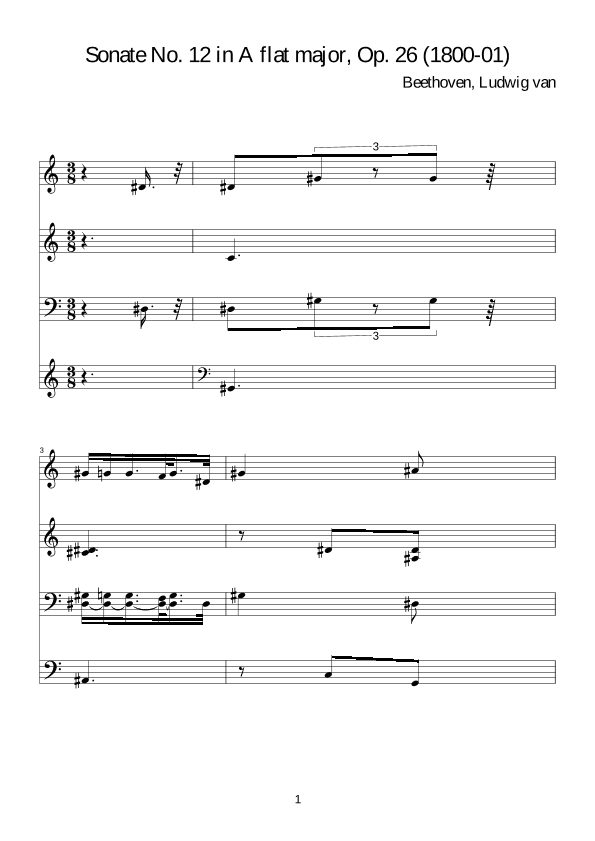 Beethoven:Sonate No. 12 in A flat major, Op. 26 for piano solo (arr. WALID B)