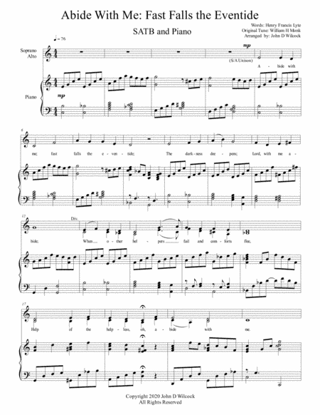 Abide With Me: Fast Falls the Eventide - SATB and Piano (arr. John Wilcock)
