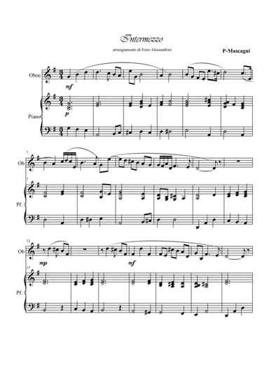 Intermezzo from Cavalleria Rusticana. Oboe and piano (arr. Ester Alessandrini)