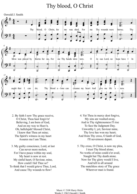 Thy blood, O Christ. A new tune to a wonderful Oswald Smith poem.