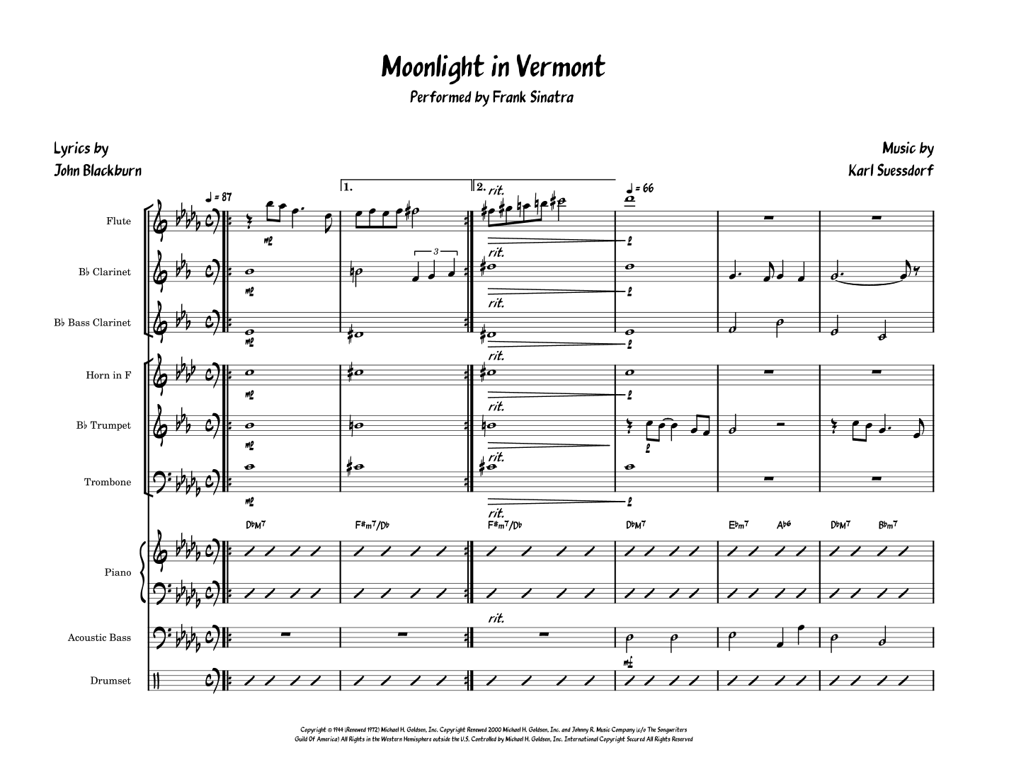Moonlight In Vermont (arr. David Lartey)