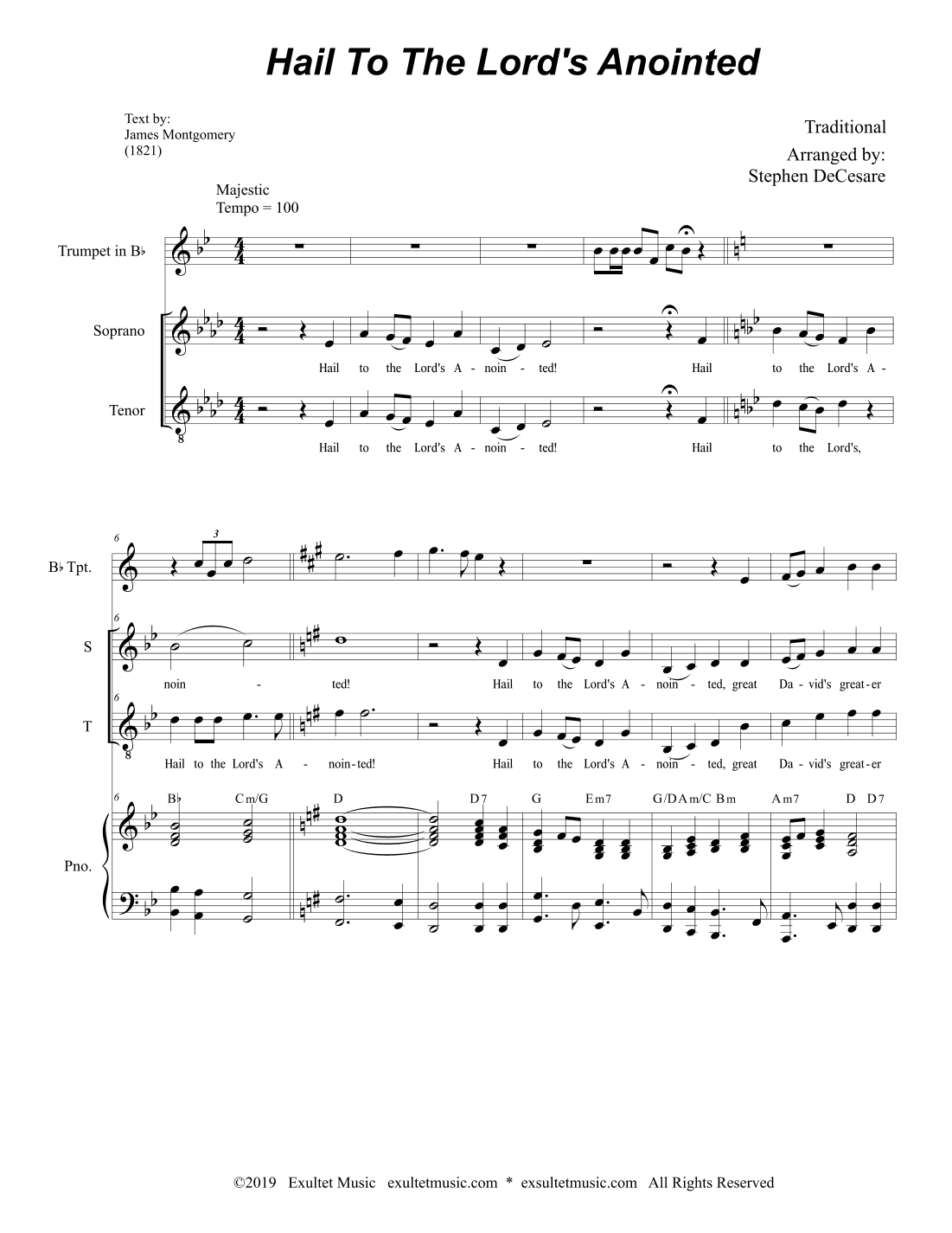 Hail To The Lord's Anointed (Duet for Soprano and Tenor solo) (arr. Stephen DeCesare)