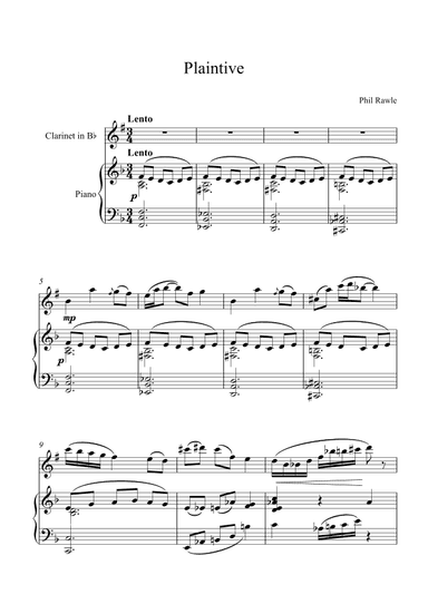 Plaintive - Clarinet and Piano