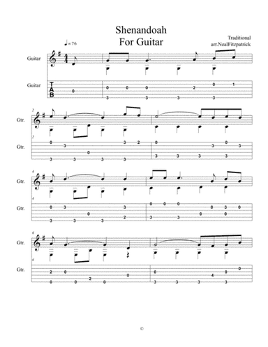 Shenandoah For Guitar (arr. Neal Fitzpatrick)