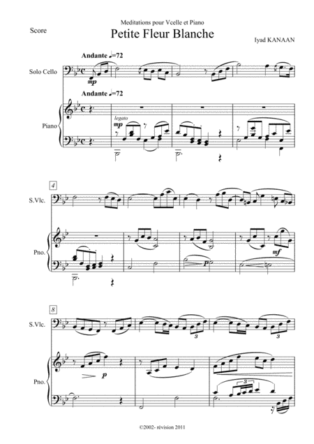 "Petite fleur blanche"for Cello and Piano op. 2 No 1