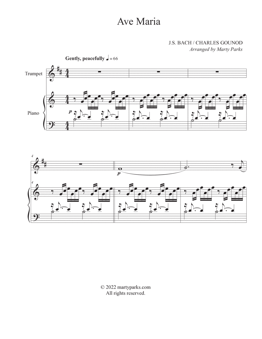 Ave Maria (Trumpet-Piano) (arr. Marty Parks)