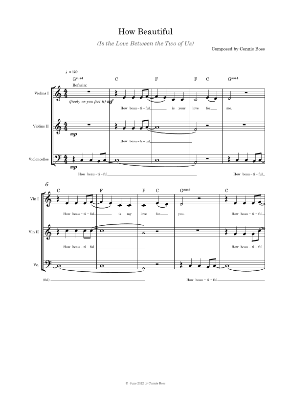 How Beautiful (Is the Love Between the Two of Us) - Strings trio