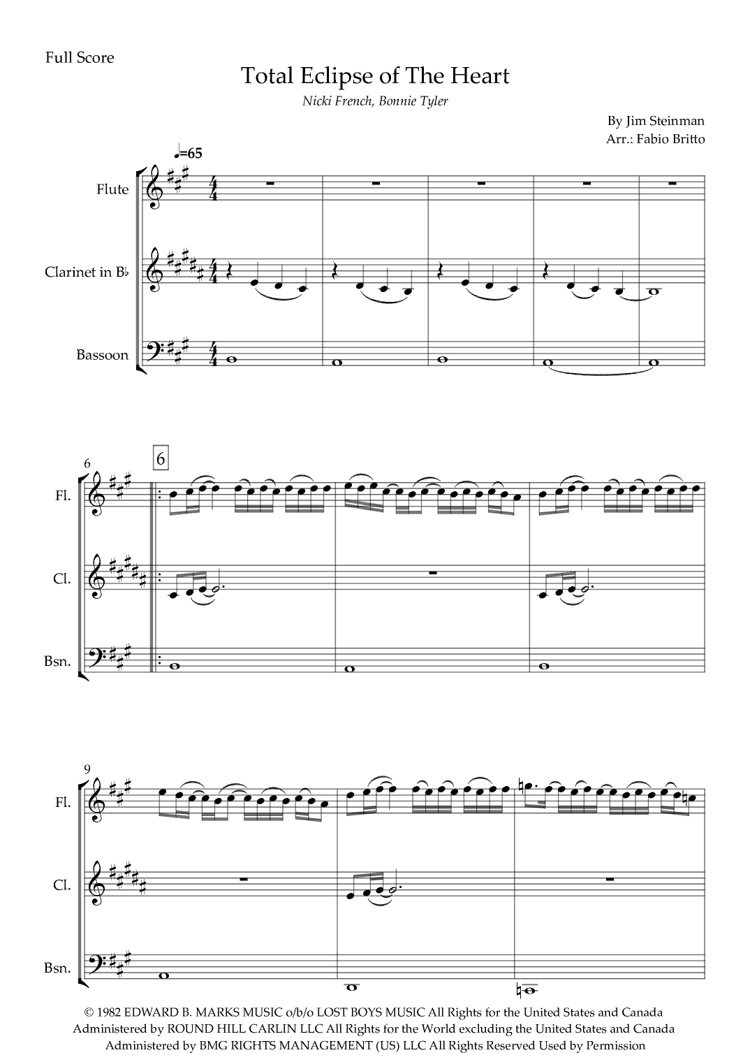 Total Eclipse Of The Heart (arr. Fabio Britto)
