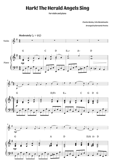 Hark! The Herald Angels Sing (violin and piano) (arr. Bernardo Pereira)