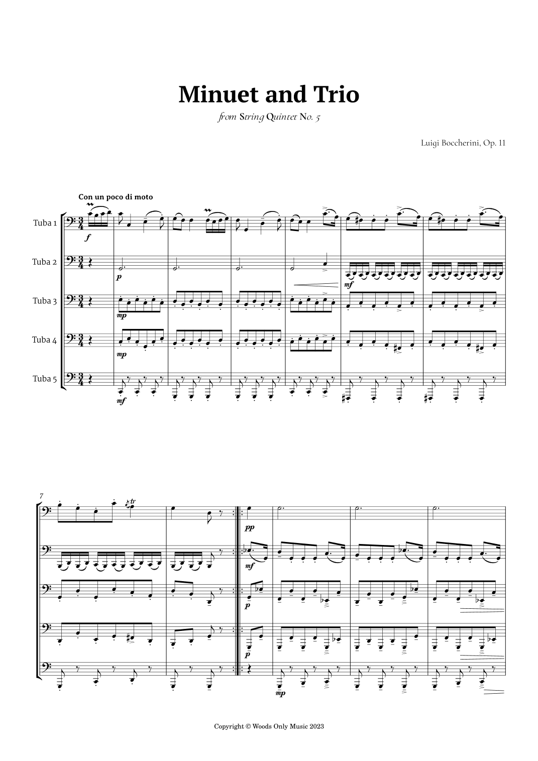 Minuet by Boccherini for Tuba Quintet (arr. Ander)