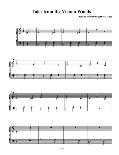 Tales From The Vienna Woods (arr. Arranged by Diane M. McGahee)