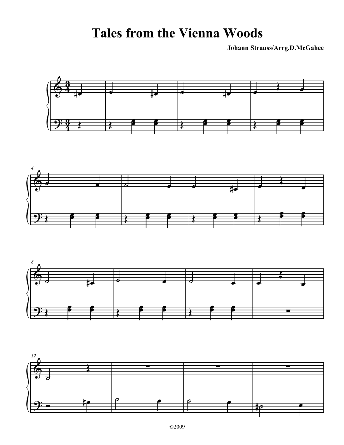 Tales From The Vienna Woods (arr. Arranged by Diane M. McGahee)