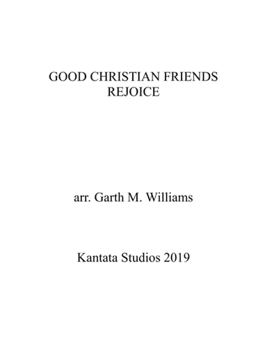 GOOD CHRISTIAN FRIENDS REJOICE FOR VIOLA AND PIANO (arr. Garth M. Williams, (Socan))