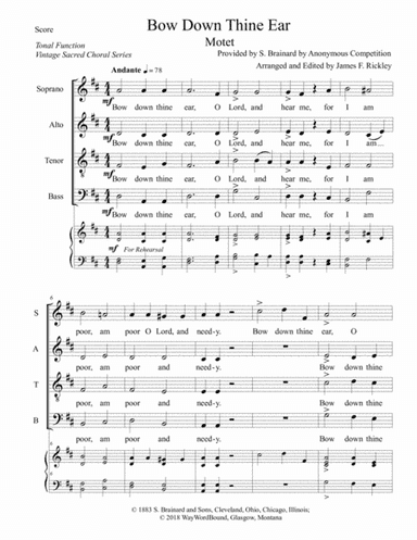Bow Down Thine Ear (arr. James F. Rickley)
