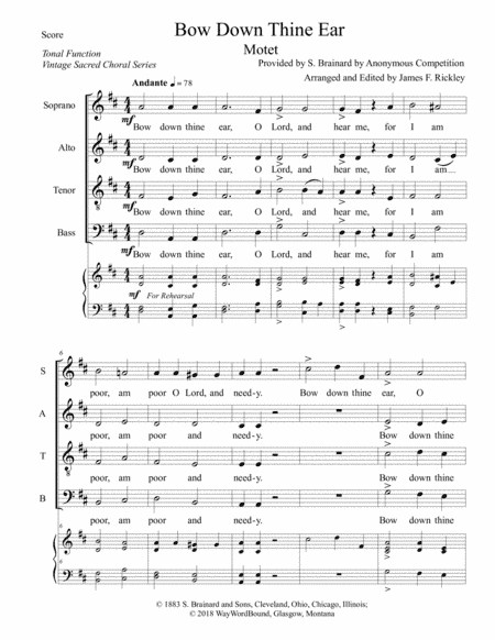 Bow Down Thine Ear (arr. James F. Rickley)