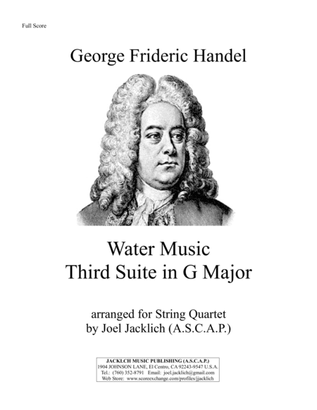 Water Music, Third Suite in G Major (for String Quartet) (arr. Joel Jacklich (ASCAP))