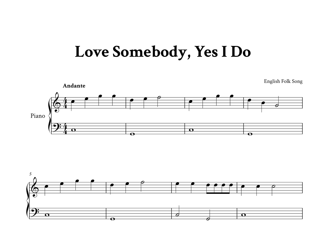 Love Somebody, Yes I Do - Easy Piano in C (arr. Yuri Noronha)