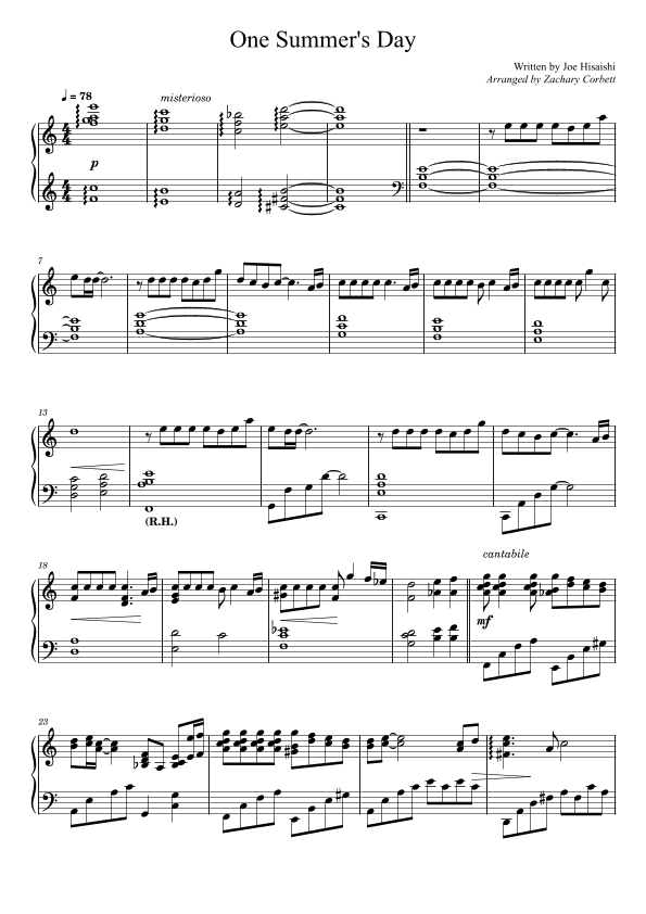 One Summer's Day (arr. Zachary Corbett)