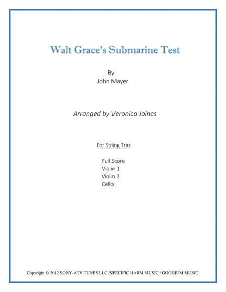 Walt Grace's Submarine Test January 1967 (arr. Veronica Joines)