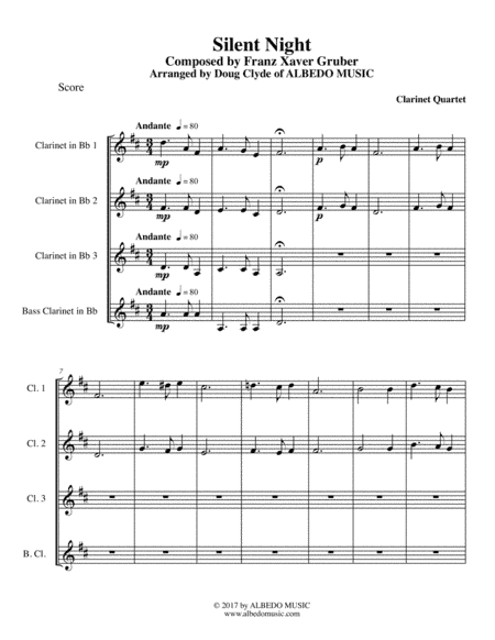 Silent Night for Clarinet Quartet (arr. Doug Clyde)
